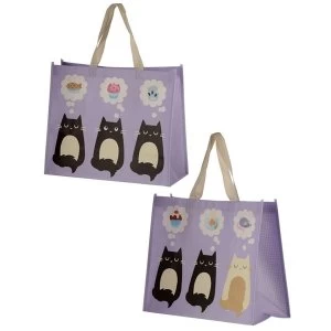 image of Feline Fine Cat Design Durable Reusable Shopping Bag