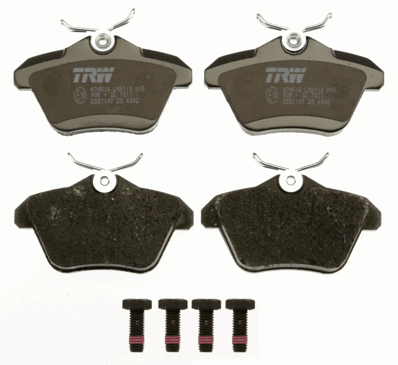 Image of TRW GDB1147 Brake pad set not prepared for wear warning indicator, with accessories, with brake caliper screws Brake Pad Set,disc brake (402)