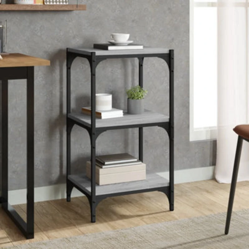 Image of Vidaxl Book Cabinet Grey Sonoma 40X33X70.5cm Engineered Wood And Steel, Grey 819310