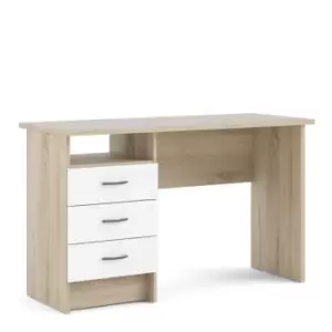 Image of Function Plus Oak Effect Desk 3 White Drawers
