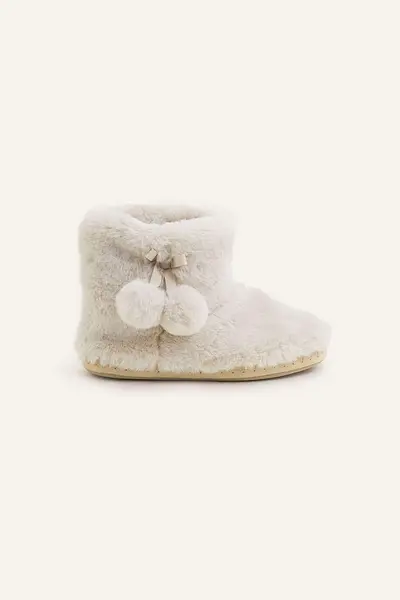 image of Accessorize Super Soft Slipper Boots Cream