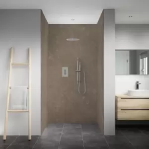 Image of Splashwall Elite Matt Mocha Marble Effect 3 Sided Shower Wall Panel Kit (L)2420mm (W)1200mm (T)11mm