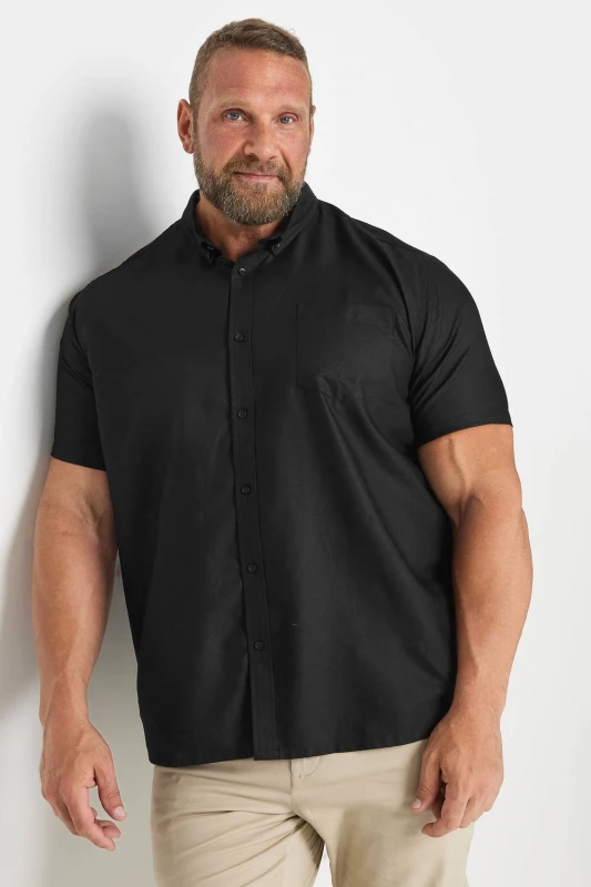 Image of BadRhino Short Sleeve Oxford Cotton Shirt Black