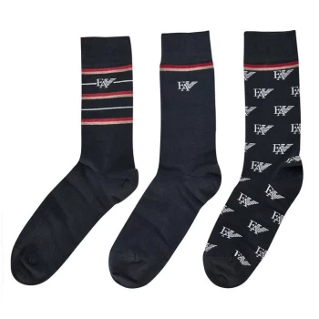 Image of Emporio Armani Underwear Knitted Short Socks - Blue/Wht 03135