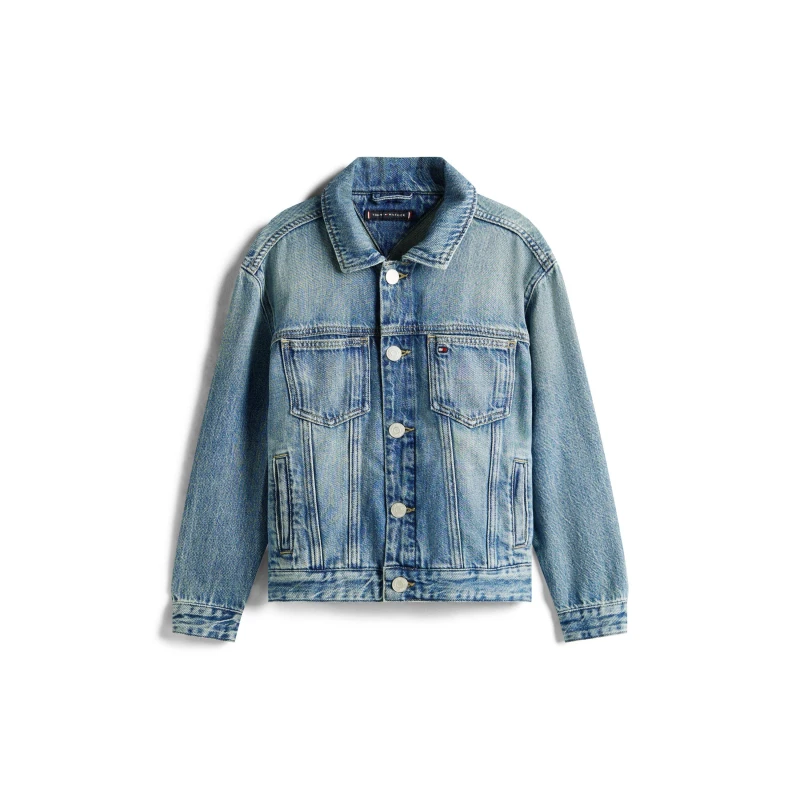 Image of Tommy Hilfiger Kids Flag Denim Jacket Vintage 1AP male 12Y