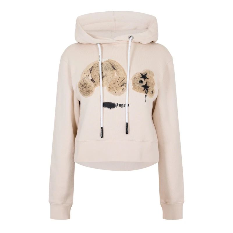 Image of Palm Angels Womens Pa Bear Pull Over Hoodie Gray Brown female 6 (2XS)