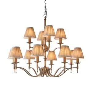 Stanford 12 Light Multi Arm Chandelier Antique Brass Finish, E14