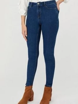 Monsoon Iris Skinny Organic Cotton Denim Jeans - Blue, Size 8, Women