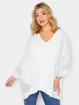 Image of Yours Rib Cape Top - White, Size 24, Women