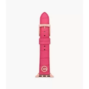 Image of Michael Kors Womens Geranium Croco Leather Band For Apple Watch, 38/40/41Mm And 42/44/45/49Mm - Pink