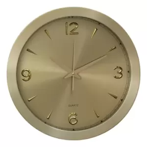 image of Premier Housewares Elko Round Metallic Aluminium Wall Clock - Gold Finish