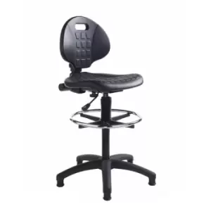 image of Prema polyurethane industrial operator chair with contoured back support - black