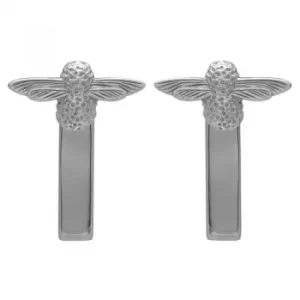 image of 3D Bee Bar Silver Earrings