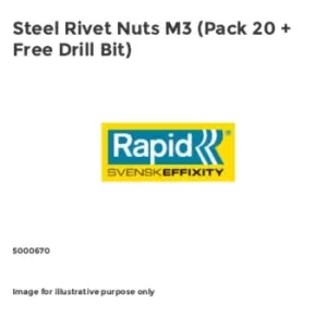 Image of Rapid Steel Rivet Nuts M3 (Pack 20 + Free Drill Bit)