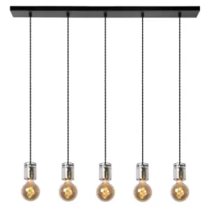 Image of Lucide GELKA - Bar Pendant Light - 5xE27 - Smoke Grey