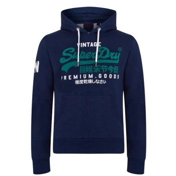 image of Superdry Vintage Logo Hoodie - Navy Grit 4AY