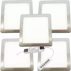 Image of 5x brushed nickel Ultra-Slim Square Under Cabinet Kitchen Light & Driver Kit - Natural White Diffused led