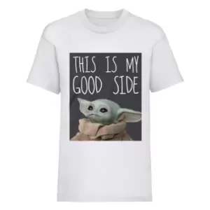 image of Star Wars: The Mandalorian Mens My Good Side The Child T-Shirt (3XL) (White)