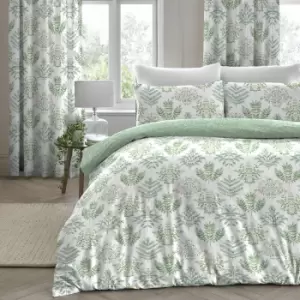 image of Dreams & Drapes Emily Botanical Print Reversible Duvet Cover Set, Green, King