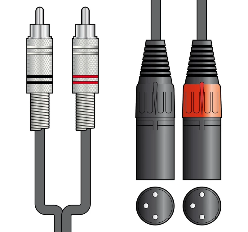 Image of Chord 1.5m Twin Dual XLR 3 Pin Plug Plugs to 2 x RCA Phono Cable Lead 2R-2XM150