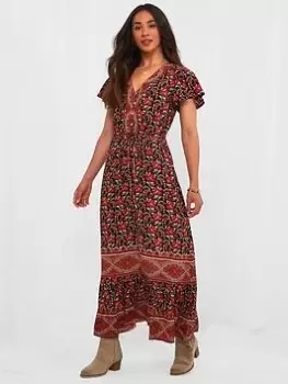 Image of Joe Browns Boho Babe Border Print Maxi Dress -multi, Multi, Size 10, Women