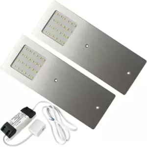 Image of 2x ALUMINIUM Ultra-Slim Rectangle Under Cabinet Kitchen Light & Driver Kit - Natural White LED
