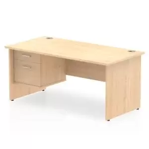 Image of Impulse 1600 Rectangle Panel End Leg Desk MAPLE 1 x 2 Drawer Fixed Ped