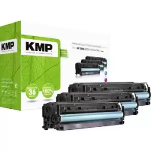 image of KMP H-T196 CMY Toner cartridge Set replaced HP 305A, CE411A, CE412A, CE413A Cyan, Magenta, Yellow 3400 Sides Compatible Toner cartridge combo pack