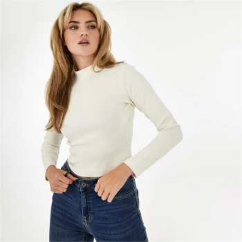 Jack Wills Ribbed High Neck Top - White