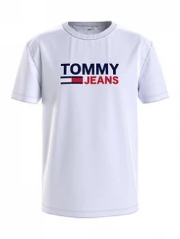 image of Tommy Jeans TJM Corp Logo T-Shirt - White, Size 2XL, Men