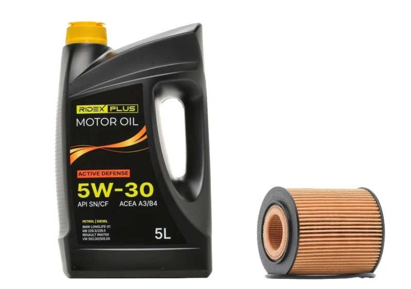 Image of RIDEX PLUS 100908O0031P Oil change kit (oil filter + engine oil) Oil change kit (oil filter + engine oil) (100908)