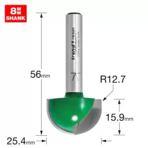 Image of Trend CRAFTPRO Radius Router Cutter 25.4mm 15.9mm 8mm
