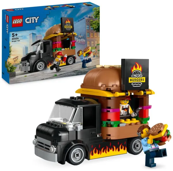 image of LEGO City Burger Van Food Truck Vehicle Toy Set 60404