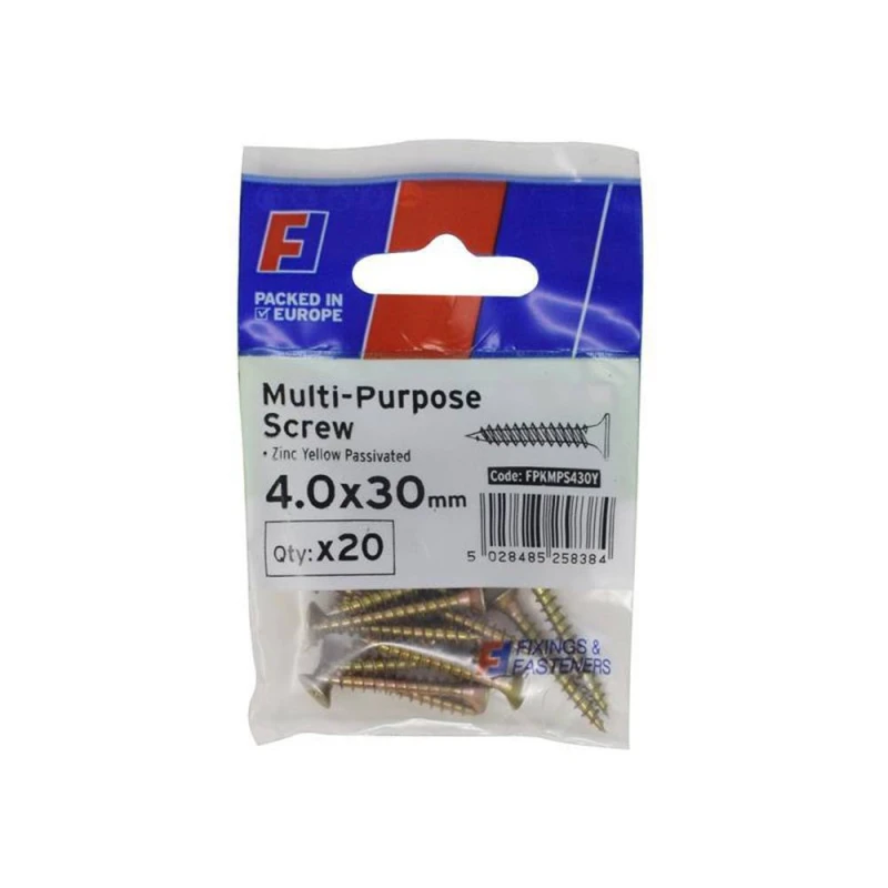 Image of Forgefix Multi Purpose Pozi Screw 4.0 x 30mm in Yellow Yellow Unisex