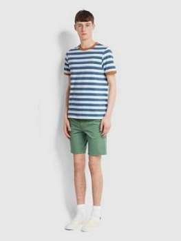 Farah Stripe Contrast Ringer T-Shirt - Blue, Size 2XL, Men