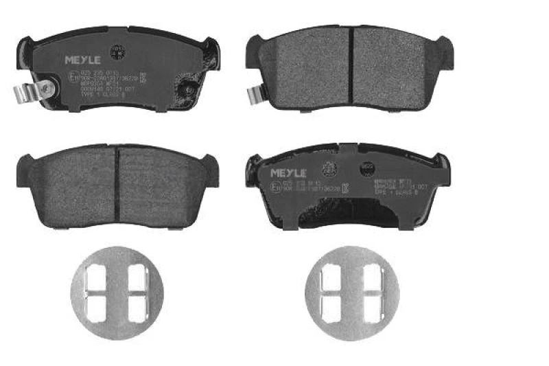 Image of MEYLE 025 235 0715 Brake pad set Front Axle, with acoustic wear warning, Original Quality, with anti-squeak plate Brake Pad Set,disc brake (402)