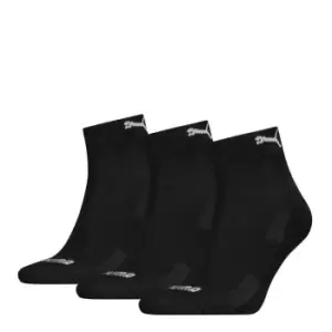 image of Puma 3 Pack Cushion Quarter Length Socks - Black