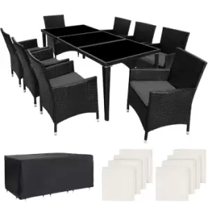 image of Tectake Monaco 8-seater Rattan Furniture Set W Protective Cover - Black