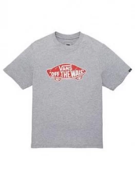 Image of Boys, Vans Off The Wall Logo Fill T-Shirt - Grey/Red, Size 9-10 Years, M