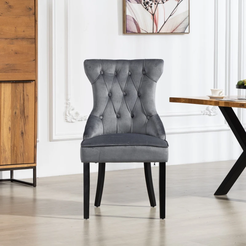 Image of Artemis Home Genola Velvet Fabric Dining Chairs - Set of 2 in Grey Size: 2 Pack Grey Unisex 2 Pack