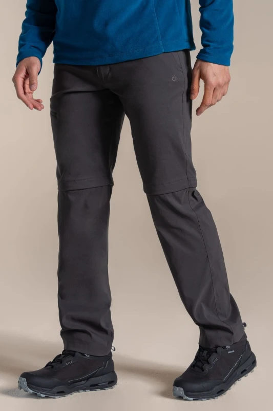 Image of Craghoppers Craghoppers Men Kiwi Pro Water-Repellent Stretch Zip-Off Trouser in Dark Grey Size: 30R Dark Grey 30R Male 5063260135177