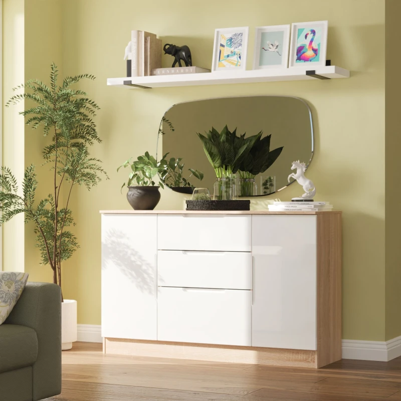 Image of Welcome Furniture Welcome Furniutre Milan 2 Door 3 Drawer Sideboard - Ready Assembled MIL206WGBO