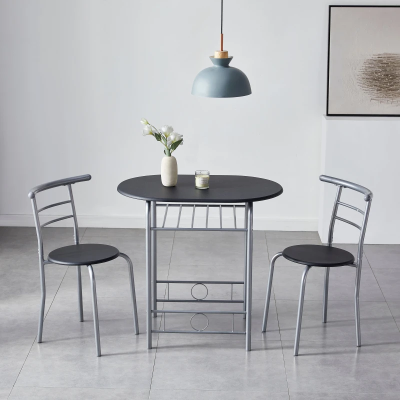 Image of MCC Direct Breakfast Bar Table with 2 chairs Barley Black