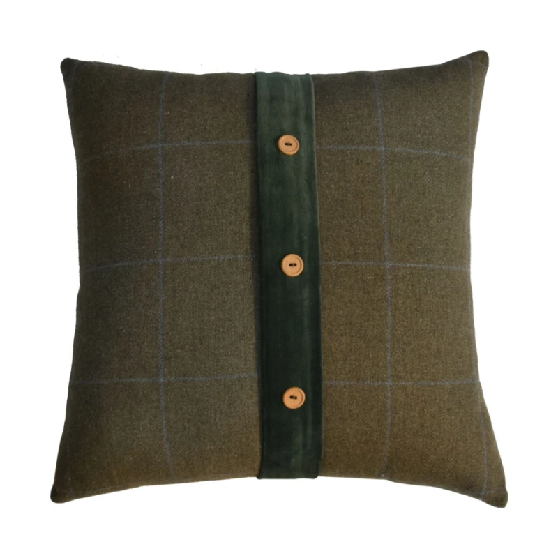 Image of Artisan Furniture Artisan Furniture Quinn Cushion Set of 2 ? Green Olive Tartan & Green Velvet