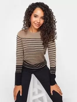 image of M&Co Camel Striped Jumper, Brown, Size 14-16, Women