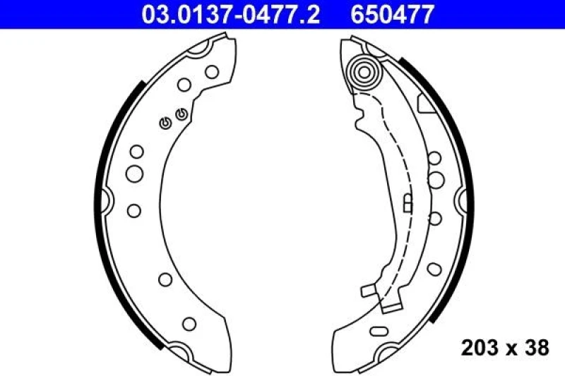 Image of ATE 03.0137-0477.2 Brake Shoes with lever Brake Shoe Set (70)