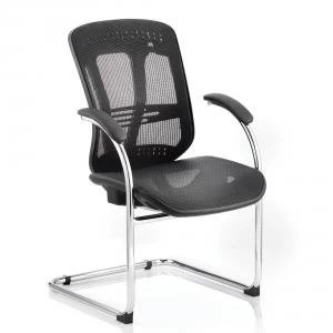 image of Adroit Mirage Cantilever Chair With Arms Mesh Black Ref BR000092