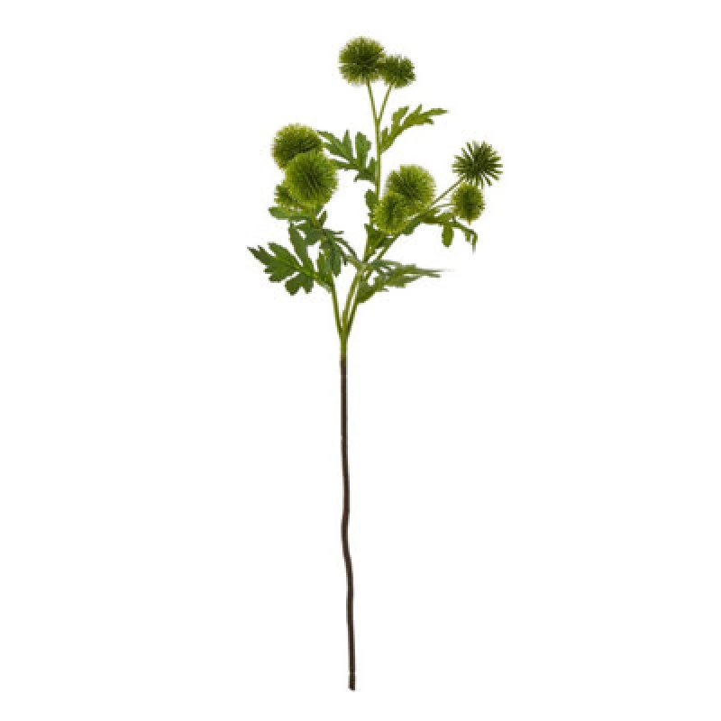 Image of Hill Interiors Globe Thistle Spray Artificial Flower Green (One Size)