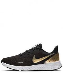 image of Nike Revolution 5 Premium, Black/Gold, Size 3, Women