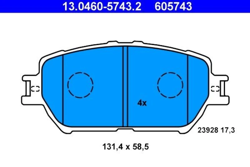 Image of ATE 13.0460-5743.2 Brake pad set excl. wear warning contact Brake Pad Set,disc brake (402)